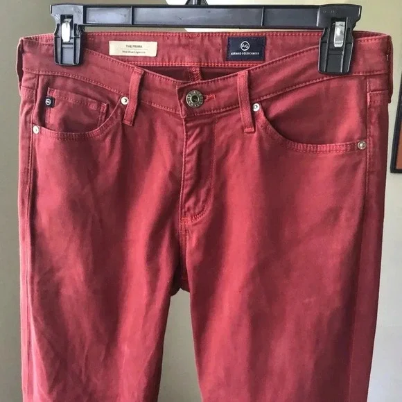AG Adriano Goldschmeid The Prima Mid Rise Cigarette jeans red Size 26 - Picture 5 of 10